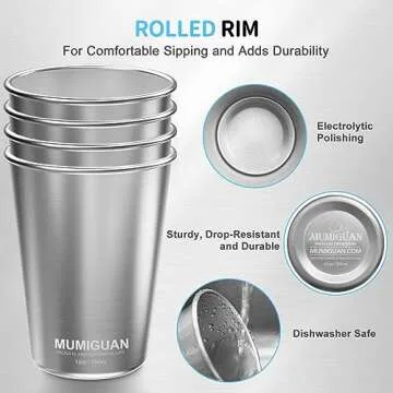 MUMIGUAN Stainless Steel Cups for Kids 12oz/350ml (4 Pack), Stainless Steel Tumbler, Kids Cups, Camp...