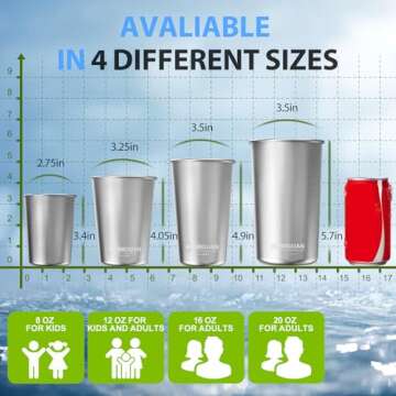 MUMIGUAN Stainless Steel Cups for Kids 12oz/350ml (4 Pack), Stainless Steel Tumbler, Kids Cups, Camping Stainless Steel Cups, Stackable Metal Drinking Glasses, BPA Free, Stackable, Durable.