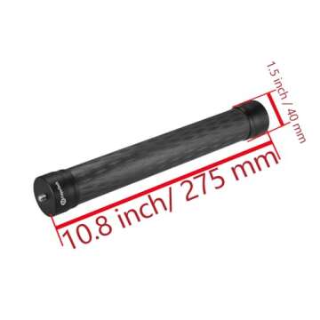 FeiyuTech 10.8" (275mm) Carbon Fiber Extension Pole – Lightweight, Durable with 1/4"-20 Screw, Com...