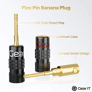 Banana Plugs for Speaker Wire - 6 Pairs Gold Plated
