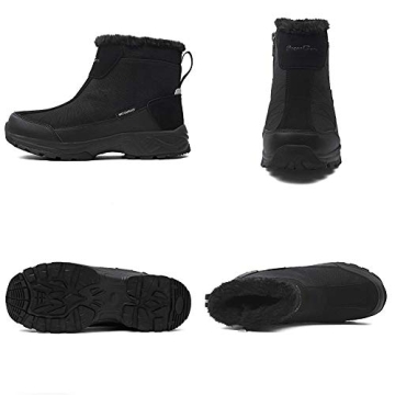 SILENTCARE Men's Warm Snow Boots, Fur Lined Waterproof Winter Shoes, Anti-Slip Lightweight Ankle Boot (7 M US, Black)