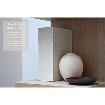 Kigan Home Linen Covered Decorative Books, Set of 3 (Sandy Beige) - Neutral Fabric Decorative Books for Boho Home Décor, Shelves, Fireplace Mantel, Coffee Table, Console/Bedside Table