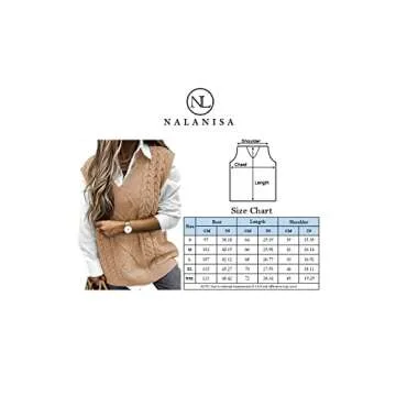 NALANISA Women V Neck Sleeveless Oversized Sweater Vest Casual Loose Cable Knit Sweaters Tank Pullover Fall Winter Outfits(Z-Khaki, X-Large)