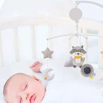 Gentlecarin Baby Crib Mobile,Musical Nursery Crib Mobile,Infant Bed Decoration Toy Hanging Rotating Bell Nursery Bed Bell with Arm and Melodies for Girl or Boy