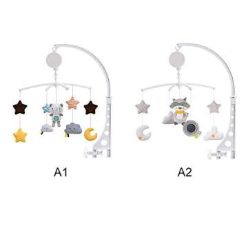 Gentlecarin Baby Crib Mobile,Musical Nursery Crib Mobile,Infant Bed Decoration Toy Hanging Rotating Bell Nursery Bed Bell with Arm and Melodies for Girl or Boy