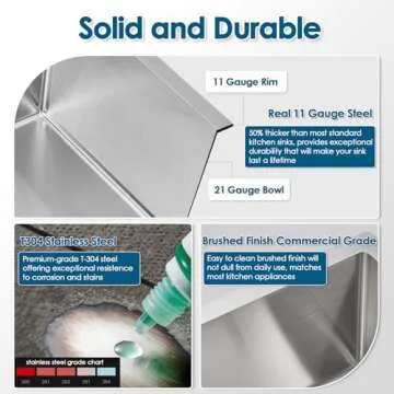 ROVOGO 24 inch Kitchen Sink Drop in, 304 Stainless Steel Single Bowl Kitchen Sink Top Mount, 9 inch ...