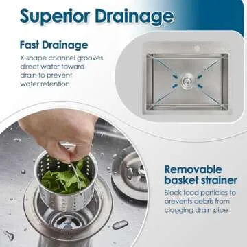 ROVOGO 24 inch Kitchen Sink Drop in, 304 Stainless Steel Single Bowl Kitchen Sink Top Mount, 9 inch Deep Modern Sink for Kitchen, Brushed, 24"x18"x9"