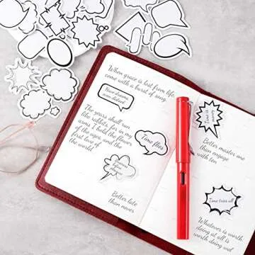 OIIKI 225 PCS Dialog Box Paper Stickers, Cute Label Stickers, Assorted Shape Paper Stickers, Adhesive Labels for Scrapbooking, Planners, Diary, Calendar -5 Boxes, 45PCS/Each Box -White,Black