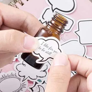 OIIKI 225 PCS Dialog Box Paper Stickers, Cute Label Stickers, Assorted Shape Paper Stickers, Adhesive Labels for Scrapbooking, Planners, Diary, Calendar -5 Boxes, 45PCS/Each Box -White,Black