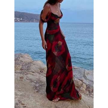 Tie Dye Mesh Maxi Dress Sidewalk Style Graphic Print Bodycon Dress Sleeveless Floral Tank Dress TIK Tok Fashion Dress