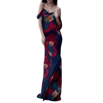 Tie Dye Mesh Maxi Dress Sidewalk Style Graphic Print Bodycon Dress Sleeveless Floral Tank Dress TIK Tok Fashion Dress