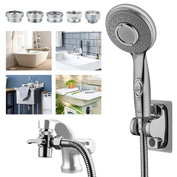 KLLEYNA Shower Head Sink-Faucet Bathtub-Garden Hose Sprayer Attachment with 5 Adapters for Hair Wash...