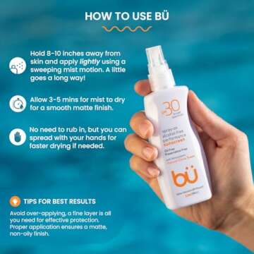 Bu SPF 30 Ultrafine WOWmist Sunscreen Spray - Clear, Non Greasy, Non Toxic, Non Comedogenic. Sweat & Water-Resistant. Travel, Sport, Sensitive Skin (Natural Citrus, 3.3 oz)