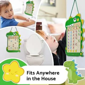 Potty Training Chart for Toddlers Boys & Girls - A Dinosaur Potty Chart with 35 Reusable Magnetic Di...