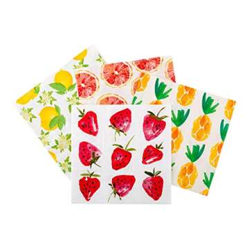 13 Inch Paper Luncheon Napkins, 20 Strawberry Design Printed Napkins - 3-Ply, Textured Edges, White ...