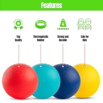 New Bounce Playground Balls - Set of 4 Durable Kickballs