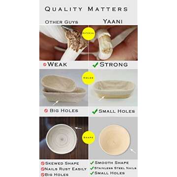 YAANI Sourdough Starter Kit, Bread Baking Supplies, Banneton Bread Proofing Basket Set Of 2 Round an...