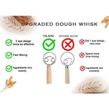 YAANI Sourdough Starter Kit, Bread Baking Supplies, Banneton Bread Proofing Basket Set Of 2 Round and Oval, Dough Whisk, Scoring Tool, 2 Different Dough Scrapers, Premium Baking Tools