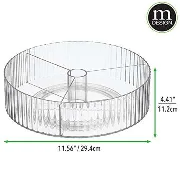 mDesign Fluted Lazy Susan - Stylish Rotating Organizer