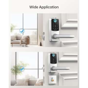Smart Lock, SMONET Deadbolt Lock with Keypad, Keyless Entry Biometric Fingerprint Front Door Locks, Bluetooth Electronic Digital Lock with Reversible Handle, App Control, IC Card for Home, Apartment
