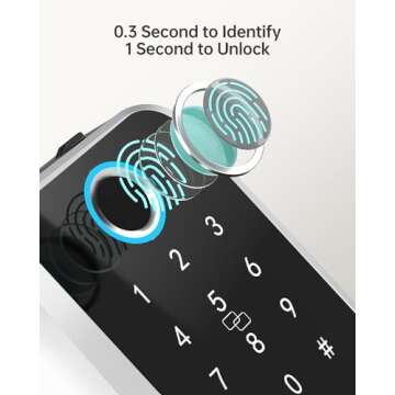 Smart Lock, SMONET Deadbolt Lock with Keypad, Keyless Entry Biometric Fingerprint Front Door Locks, Bluetooth Electronic Digital Lock with Reversible Handle, App Control, IC Card for Home, Apartment