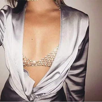 Idealway Crystal Rhinestones Bikini Chain Necklace