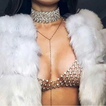 Idealway Crystal Rhinestones Bikini Chain Necklace