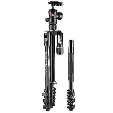 Manfrotto MKBFRLA4B-BHM Befree Advanced 2N1 Travel Tripod with Monopod, Lever Lock, Tripod Bag, Plate and Ball Head Included for Canon, Nikon, Sony, DSLR, CSC, Mirrorless, Up to 9kg, Aluminium