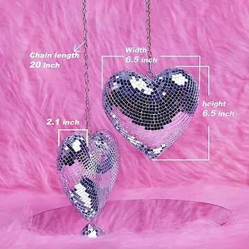 Disco Ball 2 Pack Heart Disco Balls Silver Stage Mirror Balls Hanging Disco Decor for Party,Room,Wed...