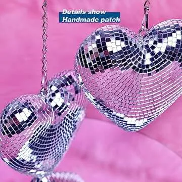 Disco Ball 2 Pack Heart Disco Balls Silver Stage Mirror Balls Hanging Disco Decor for Party,Room,Wedding,Garden,Retro Reflective Disco Ball Handmade Gifts(6.3inch)