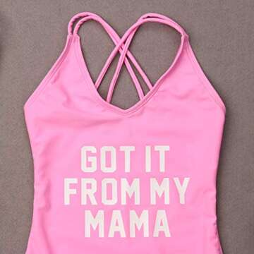 Mother Girl Swimwear Mommy and Me Matching One Piece Beach Wear Family Letters Print Cross Back Spor...