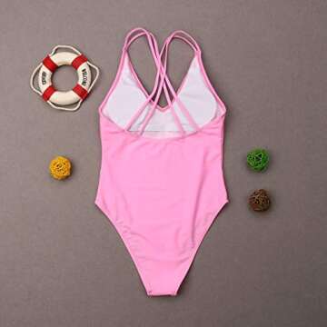 Mother Girl Swimwear Mommy and Me Matching One Piece Beach Wear Family Letters Print Cross Back Sporty Monokini