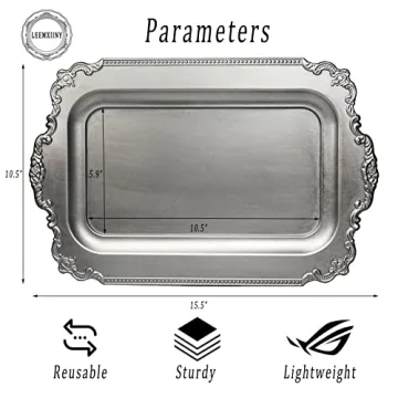 Leemxiiny Vintage Silver Decorative Tray for Home Decor