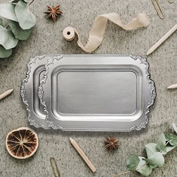 Leemxiiny Vintage Silver Decorative Tray for Home Decor