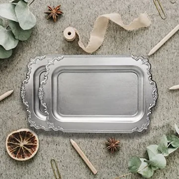 Leemxiiny Vintage Silver Decorative Tray for Home Decor