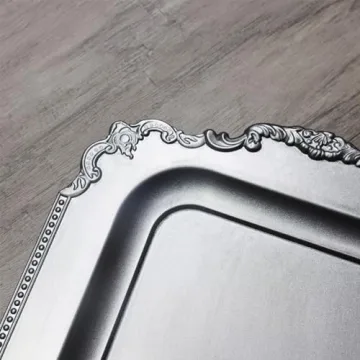 Leemxiiny Vintage Silver Decorative Tray for Home Decor