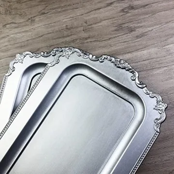 Leemxiiny Vintage Silver Decorative Tray for Home Decor