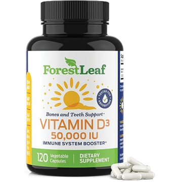 ForestLeaf Vitamin D3 50000 IU - Bone Health and Immune Support - Small Easy to Swallow Capsules - N...