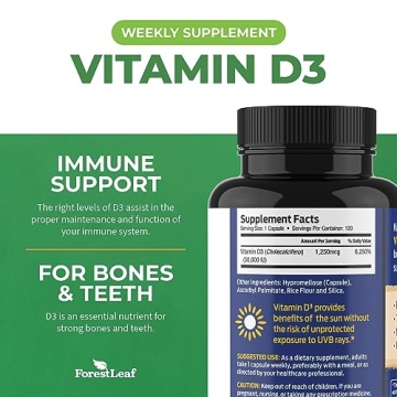 ForestLeaf Vitamin D3 50000 IU for Bone Health and Immunity