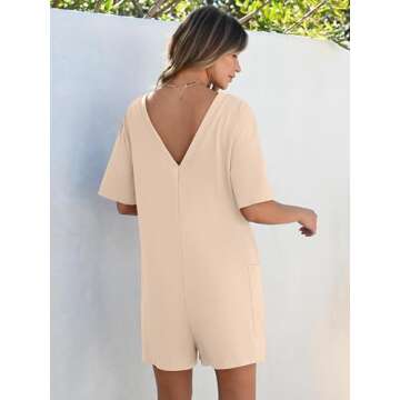 ANRABESS Women Summer Oversized T-Shirt Tee Romper Casual Baggy Short Sleeve Overall Athletic Workout Jumpsuit Trendy Outfits Apricot Small