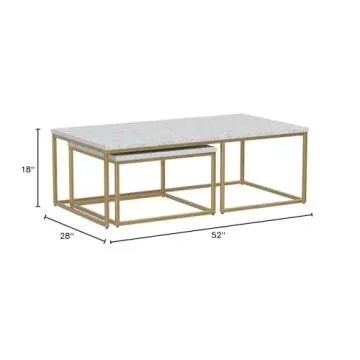 Carrera Nesting Coffee Table - Elegant Gold and Marble Style