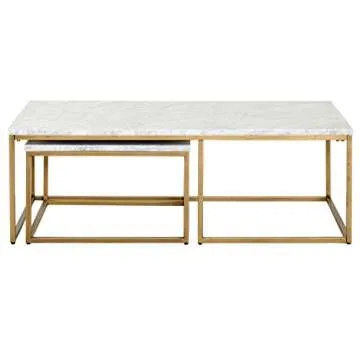 Carrera Nesting Coffee Table - Elegant Gold and Marble Style