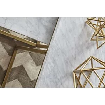 Carrera Nesting Coffee Table - Elegant Gold and Marble Style