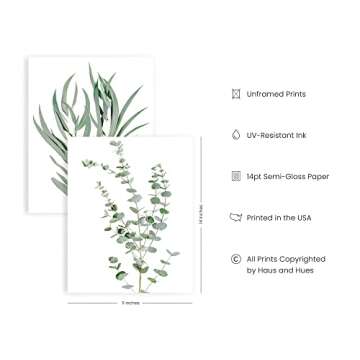 HAUS AND HUES Botanical Plant Wall Art Prints - Set of 4 Plant Wall Decor Prints Floral Kitchen Flow...