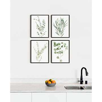 Botanical Plant Wall Art Prints Set - Set of 4 Unframed Decor