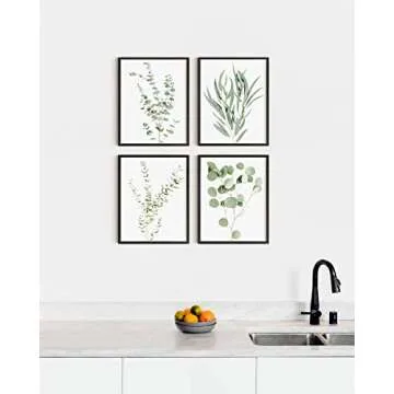 Botanical Plant Wall Art Prints Set - Set of 4 Unframed Decor