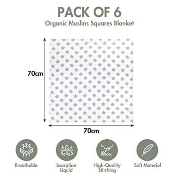 GLLQUEN BABY Receiving Blanket Boy Cotton Muslin Swaddle Blankets Girl Newborn Squares Breathable & Soft Thin Baby Blankets Cloths Double Absorbent Infant Swaddling Wrap - 6 Pack (Star)