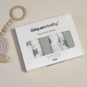 GLLQUEN BABY Receiving Blanket Boy Cotton Muslin Swaddle Blankets Girl Newborn Squares Breathable & Soft Thin Baby Blankets Cloths Double Absorbent Infant Swaddling Wrap - 6 Pack (Star)