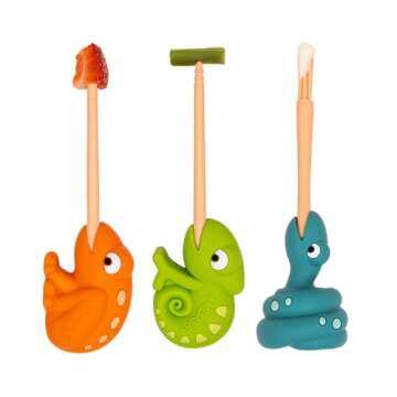 Dabbldoo 3 Pack Kids Food Picks (Chameleon, Frog, Snake) Toddlers + Preschoolers Utensils - Picky Ea...