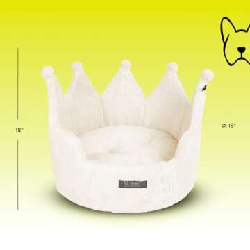 NANDOG Crown Pet Bed in Royal Ivory - Ultra Soft Micro Plush Fabric - Fun & Regal Design - Comfortable & Durable - Ideal for Cats & Small/Medium Dogs